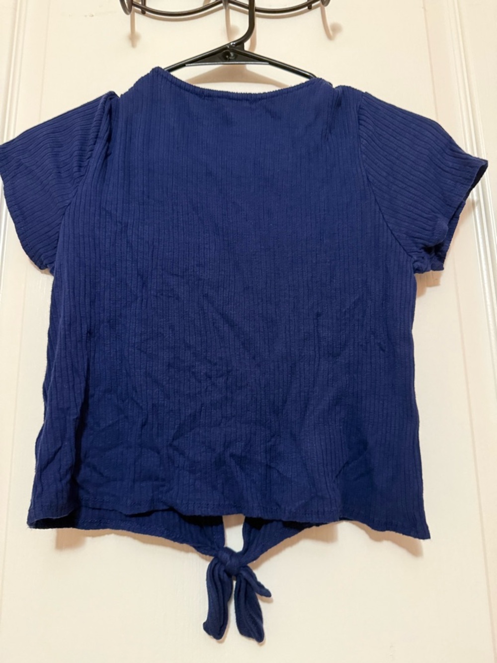 Copper Key Navy Ribbed Knit Top with Tie Front - Picture 3 of 4
